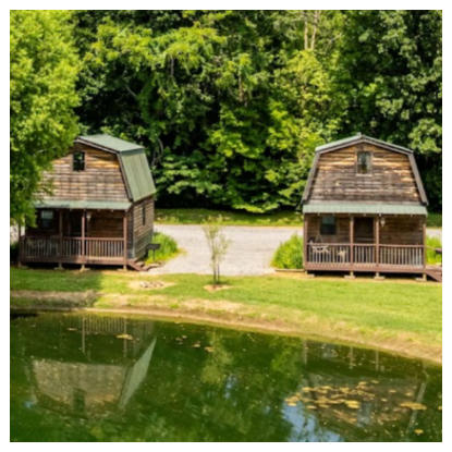 aerial view of two of our cabins